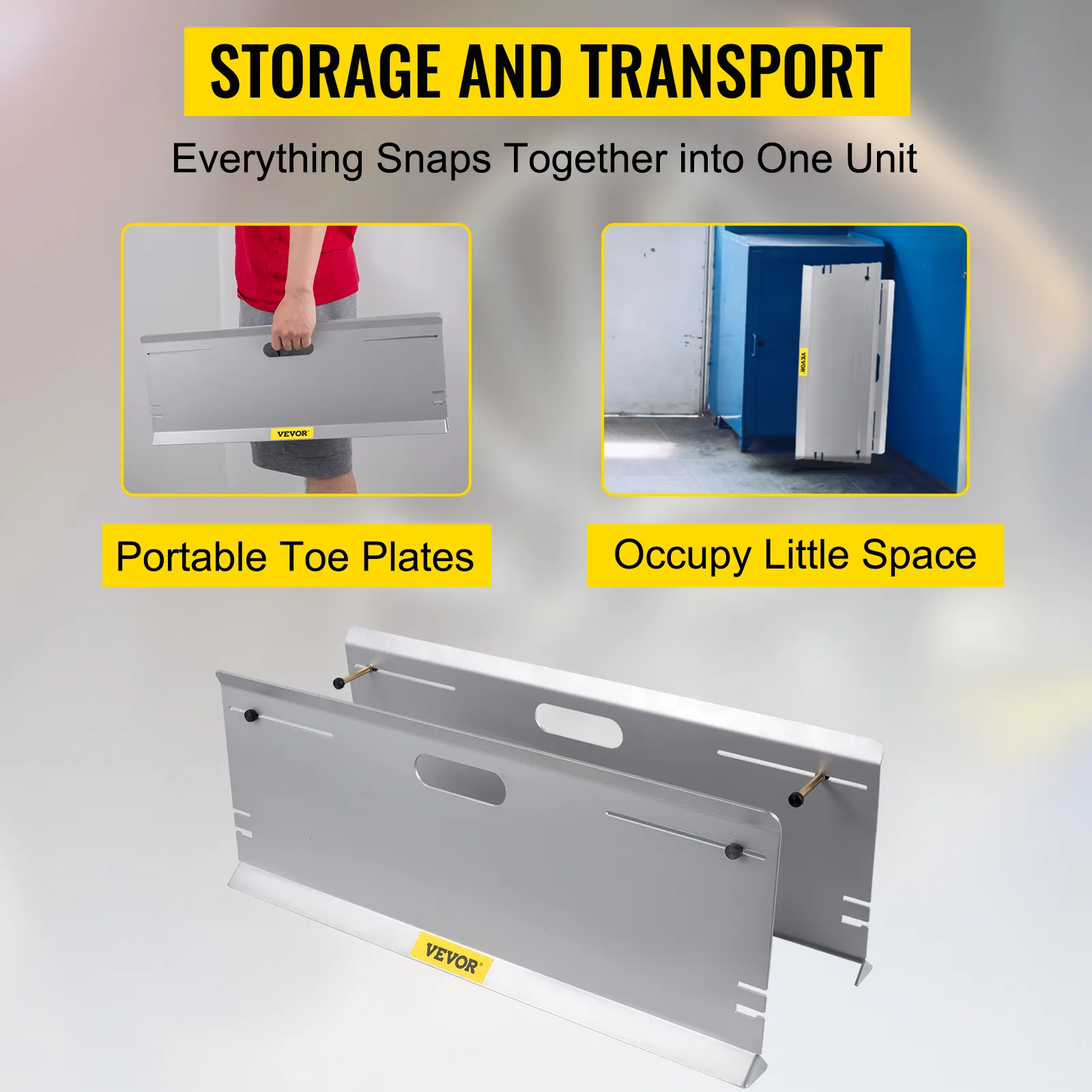VEVOR wheel alignment tool with portable toe plates for easy storage and transport.