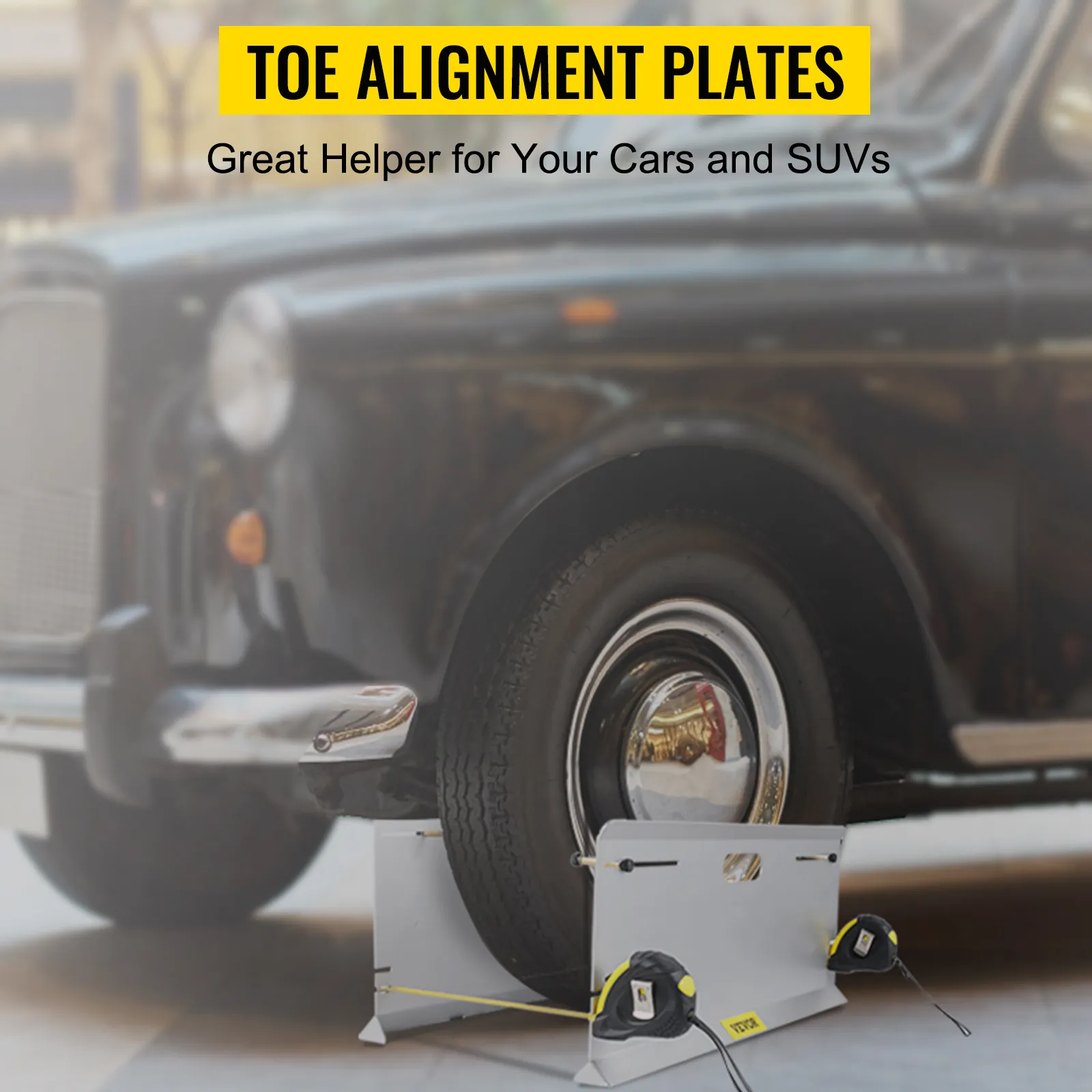VEVOR wheel alignment tool for precise toe adjustments on classic car tires.