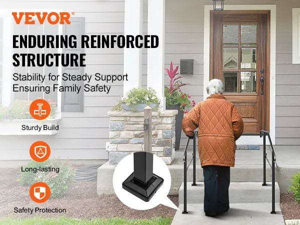 VEVOR handrails provide sturdy, long-lasting support for safety on home entry stairs.