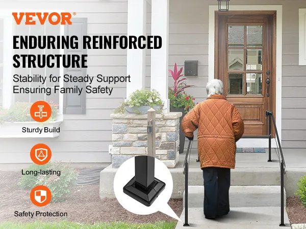 VEVOR handrails for outdoor steps providing sturdy support and safety for families.