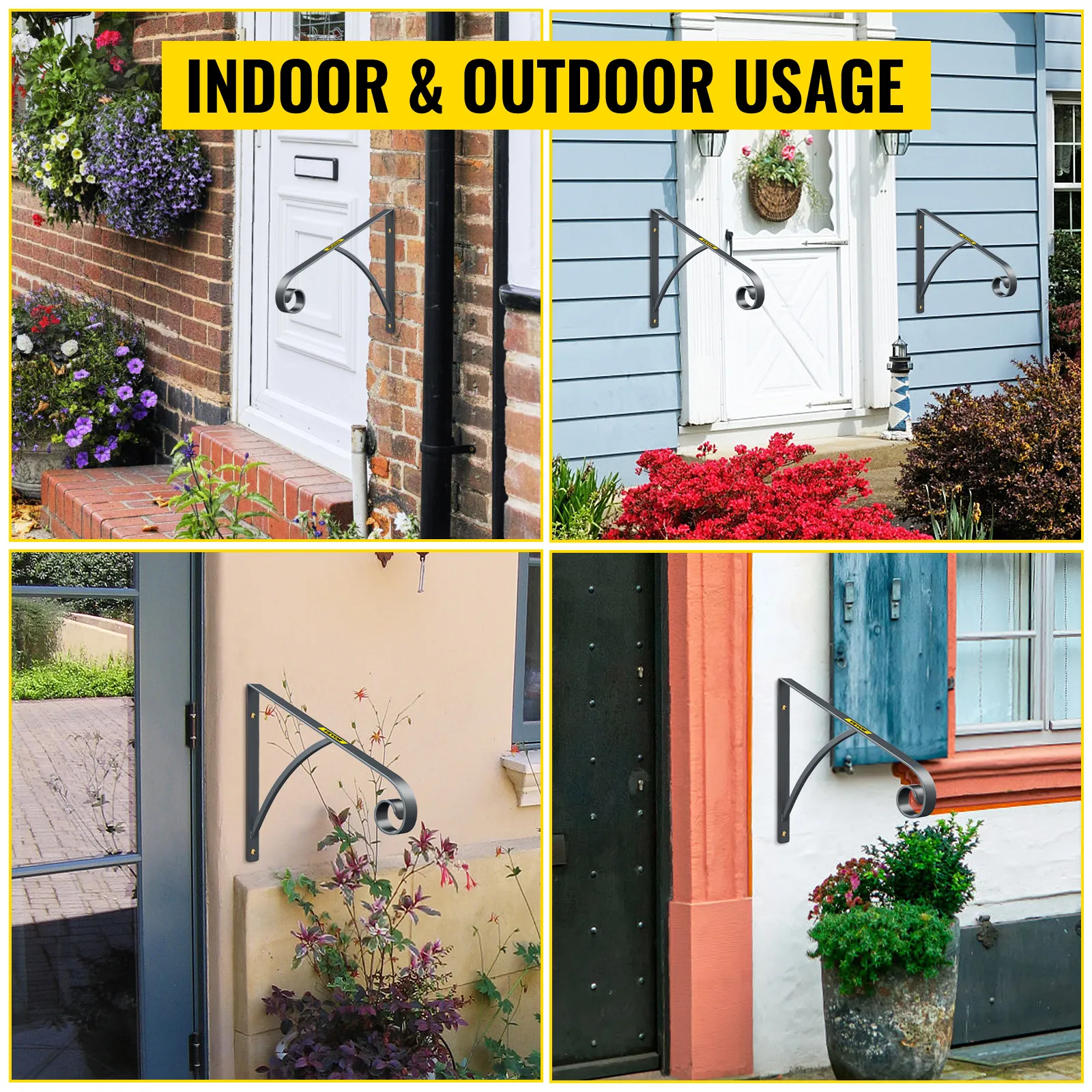 Pasamanos de hierro forjado VEVOR para uso versátil en interiores y exteriores en varias puertas.