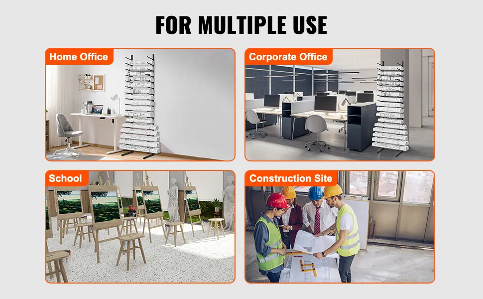VEVOR blueprint storage rack for home office, corporate office, school, and construction site use.