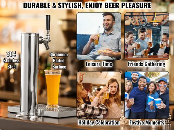 VEVOR kegerator kit with 304 stainless steel and chromium-plated surface for various social occasions.