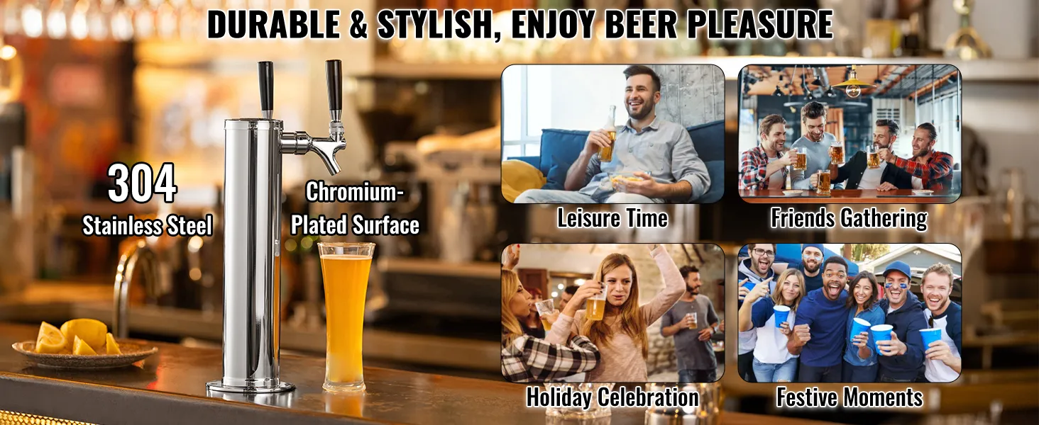 El kit kegerator VEVOR cuenta con acero inoxidable 304, perfecto para el tiempo libre, reuniones y celebraciones.