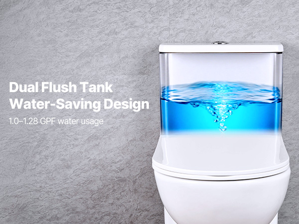 VEVOR One-Piece Toilet, Elongated Toilet Vortex Dual-Flush 1.0