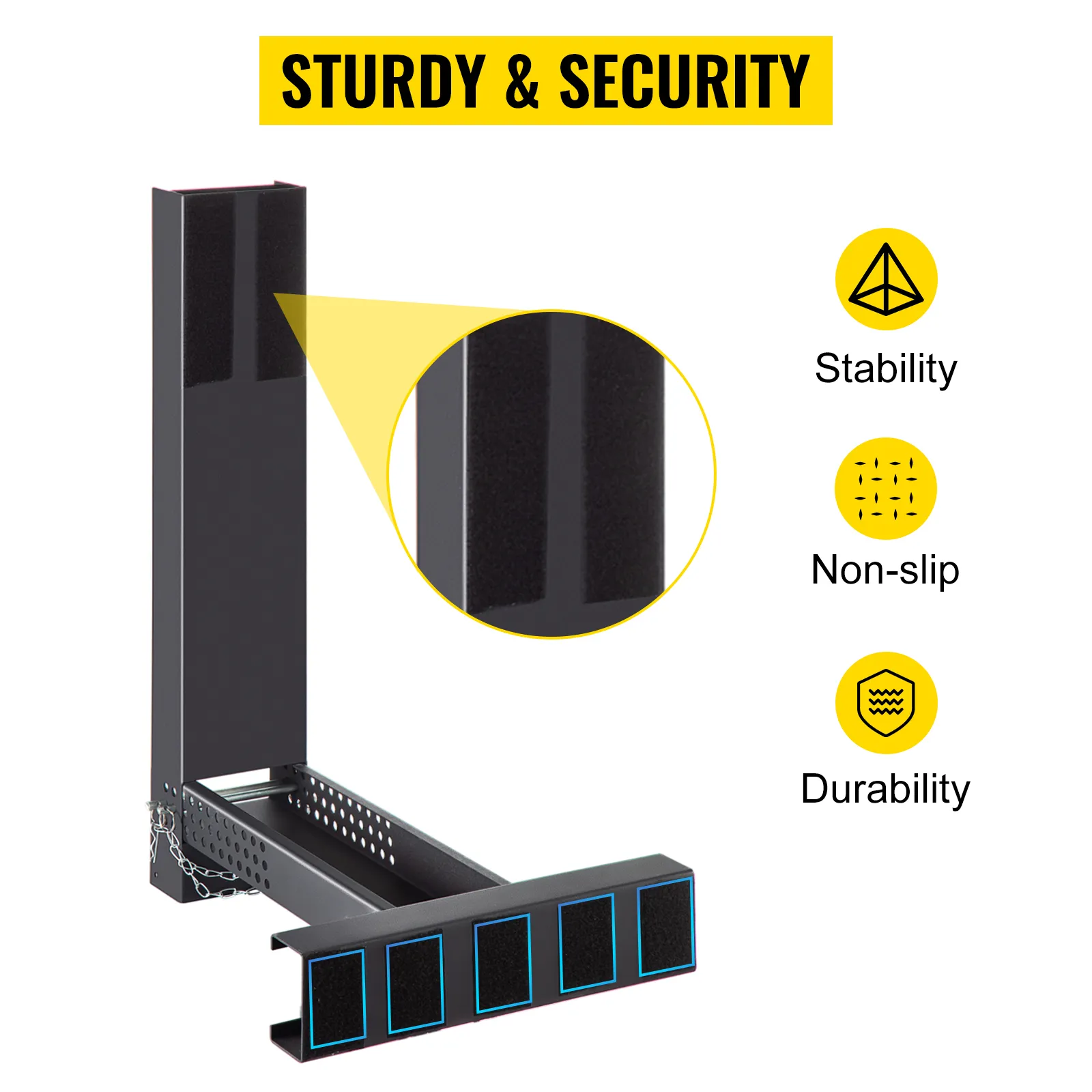 VEVOR ladder extender with non-slip rubber pads for superior stability and durability.