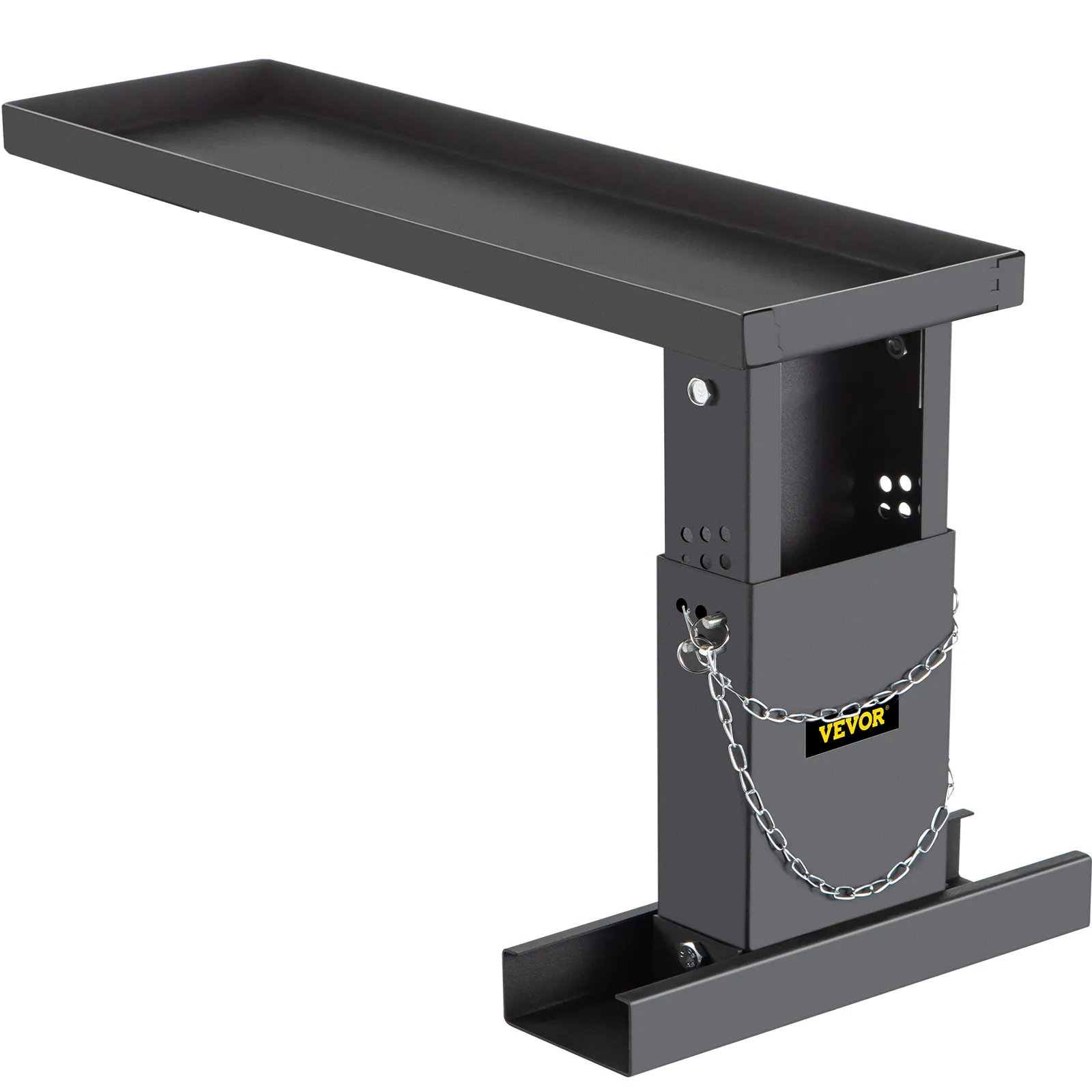 VEVOR ladder extender in dark gray with adjustable height and safety chain.