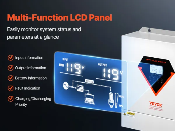 Hybrid Solar Inverter Charger 3000W 110/120V with Built-in 100A MPPT Controller
