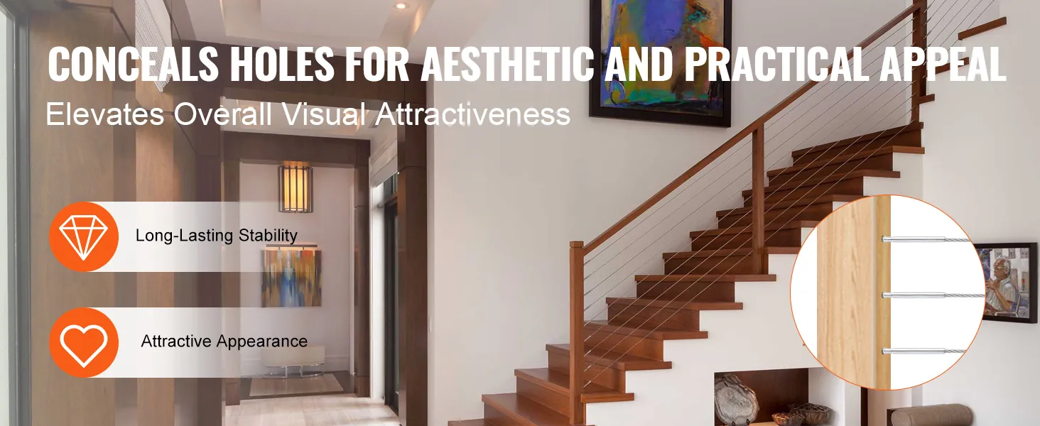 modern home staircase with VEVOR cable railing tensioner for long-lasting stability and attractive appearance