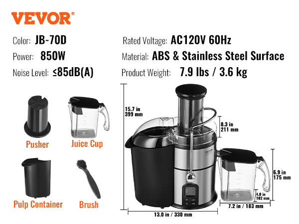 juicerページ VEVOR Juicer Machine, 850W Motor Centrifugal Juice Extractor
