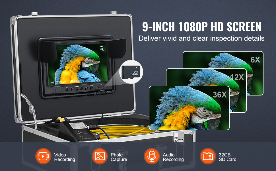 VEVOR Sewer Camera 2987 cm Self-Leveling Duct Camera with 512Hz