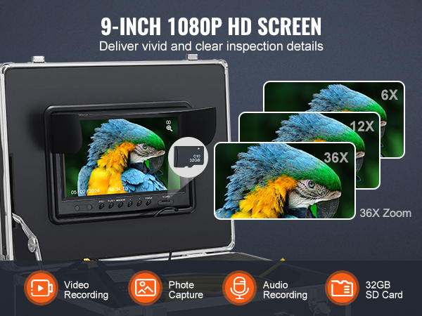 VEVOR Rioolcamera met 512Hz-locator, 50 m, 9-inch