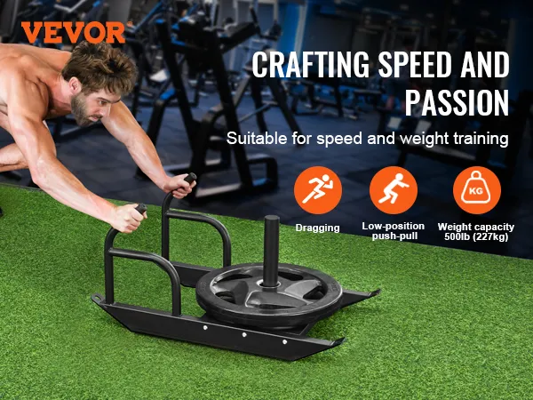 Slitta per allenamento con i pesi VEVOR per allenamento di velocità e con i pesi su erba verde, adatta per trascinamento e spinta-trazione.