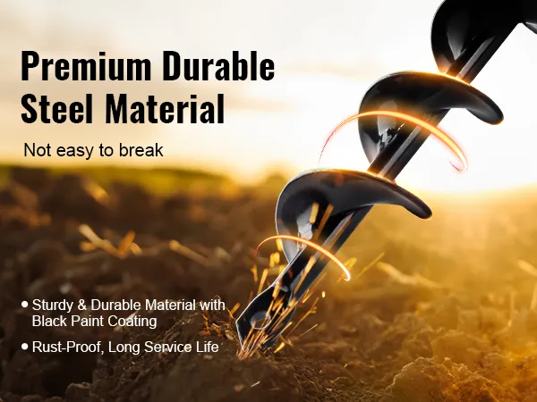 VEVOR auger drill bit with durable steel, black paint coating, rust-proof for long service life.