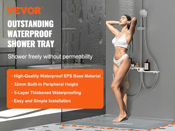 Zestaw brodzików VEVOR z wysokiej jakości, wodoodpornym dnem z EPS, w nowoczesnej aranżacji łazienki.