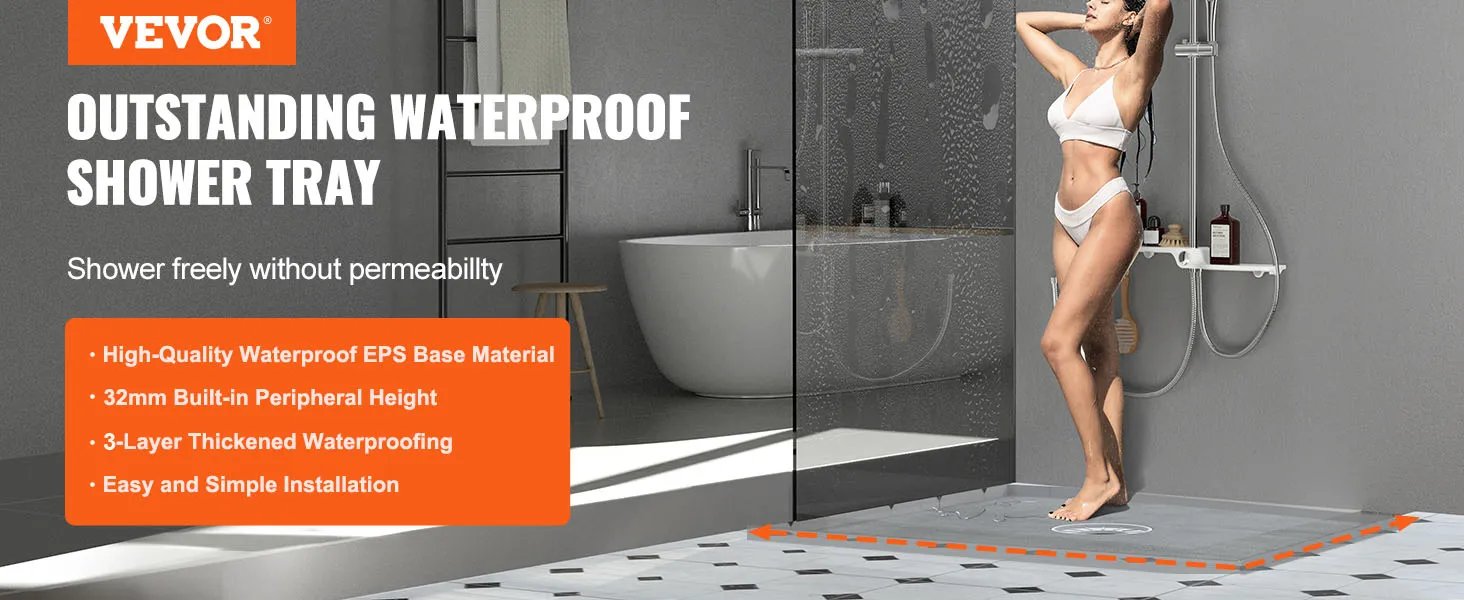 Zestaw brodzików VEVOR z wysokiej jakości, wodoodpornym dnem z EPS, w nowoczesnej aranżacji łazienki.