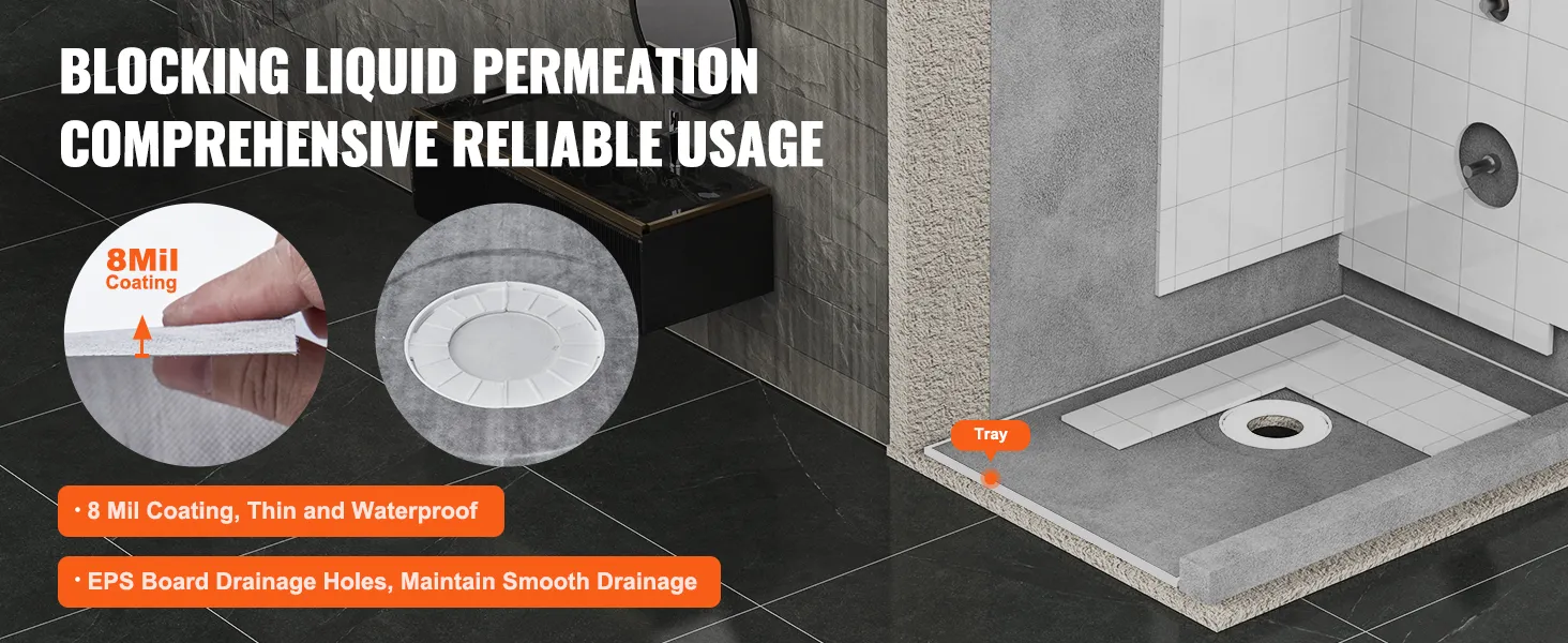 Zestaw brodzików VEVOR z powłoką o grubości 8 mil, otworami drenażowymi z płyty EPS i niezawodną, wodoodporną konstrukcją.