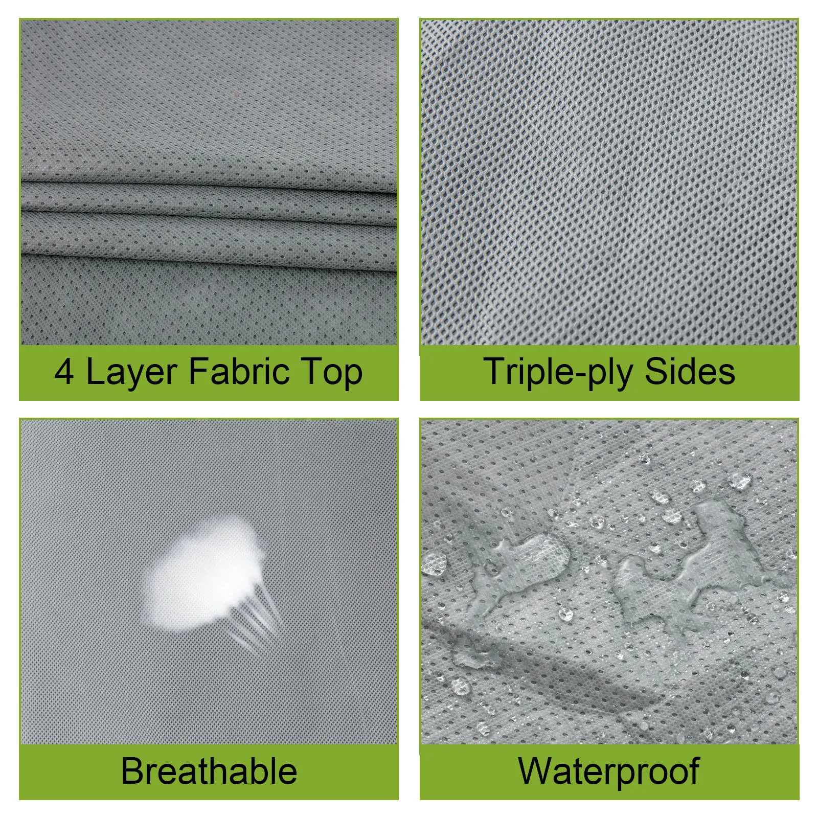 Cubierta para RV VEVOR: parte superior de tela de 4 capas, lados de triple capa, transpirable e impermeable.