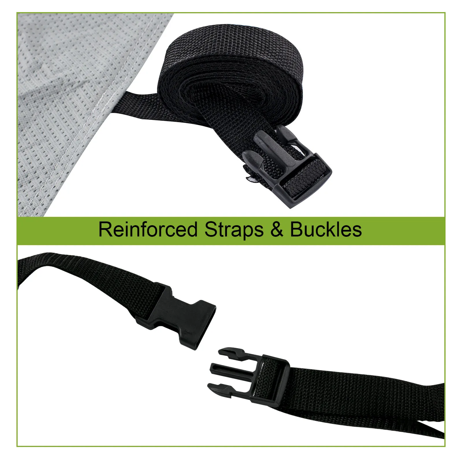 Correas y hebillas reforzadas de la cubierta de RV VEVOR para una fijación segura.