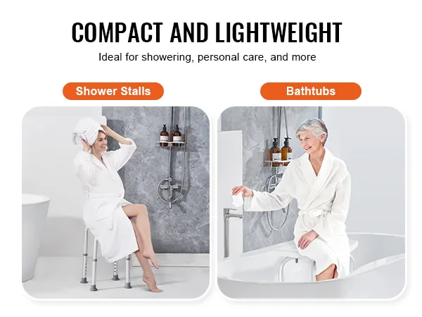 compact and lightweight VEVOR shower chair, ideal for shower stalls and bathtubs, perfect for personal care.