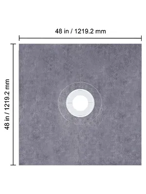VEVOR shower curb kit, 48x48 in, gray with central drain hole.