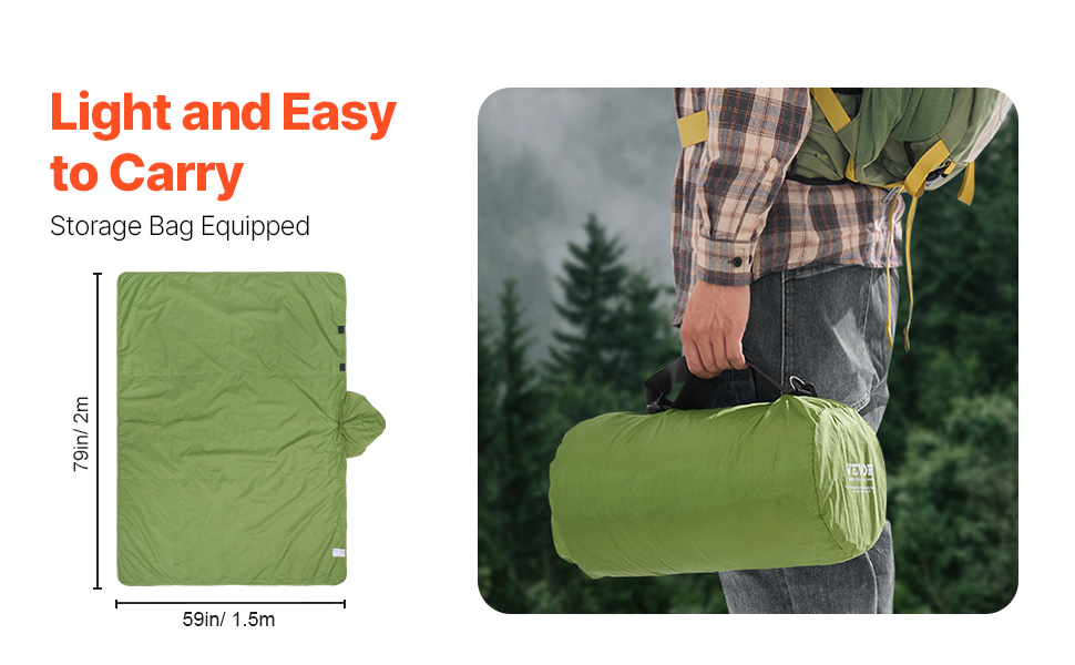 VEVOR Outdoor Sports Blanket – 79 x 59 Inch, PU1500, 6 Hook
