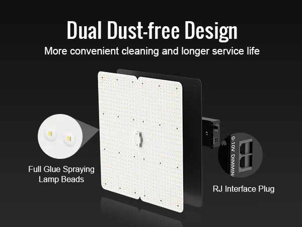 Diseño dual libre de polvo con luz de cultivo LED VEVOR, perlas de lámpara con pulverización de pegamento completo y enchufe de interfaz RJ.