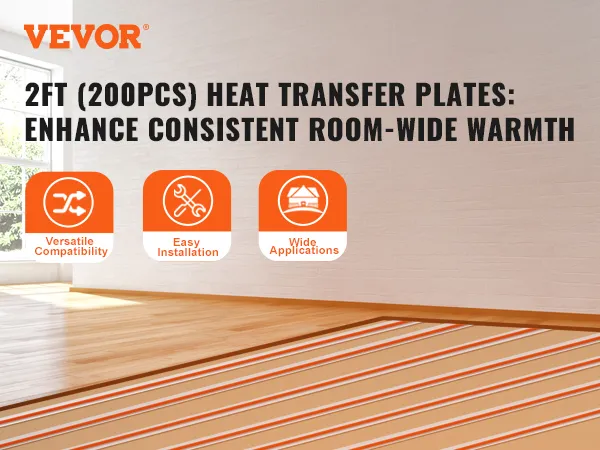 VEVOR pex heat transfer plates with 2ft (200pcs) for enhanced room-wide warmth. versatile, easy install.