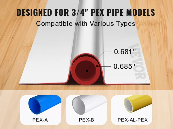 VEVOR pex heat transfer plates designed for 3/4" pex pipes, compatible with pex-a, pex-b, and pex-al-pex.