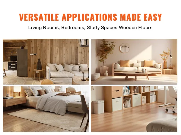 versatile applications of VEVOR pex heat transfer plates for living rooms, bedrooms, study spaces, wooden floors.
