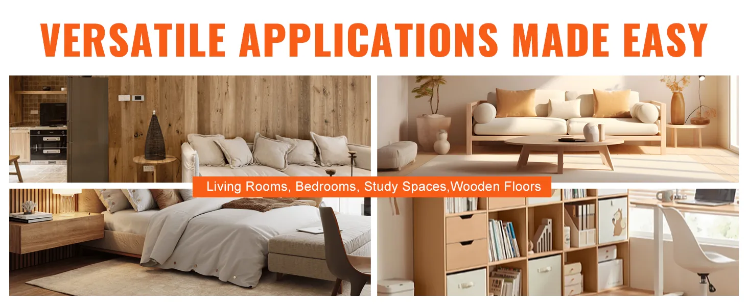 versatile applications of VEVOR pex heat transfer plates for living rooms, bedrooms, study spaces, wooden floors.