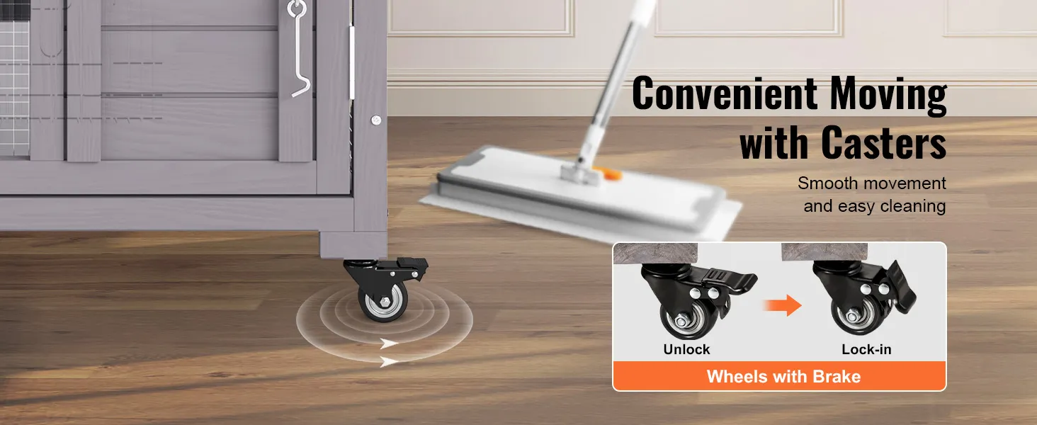 VEVOR cat house outdoor with wheels for easy moving and locking casters for stability.