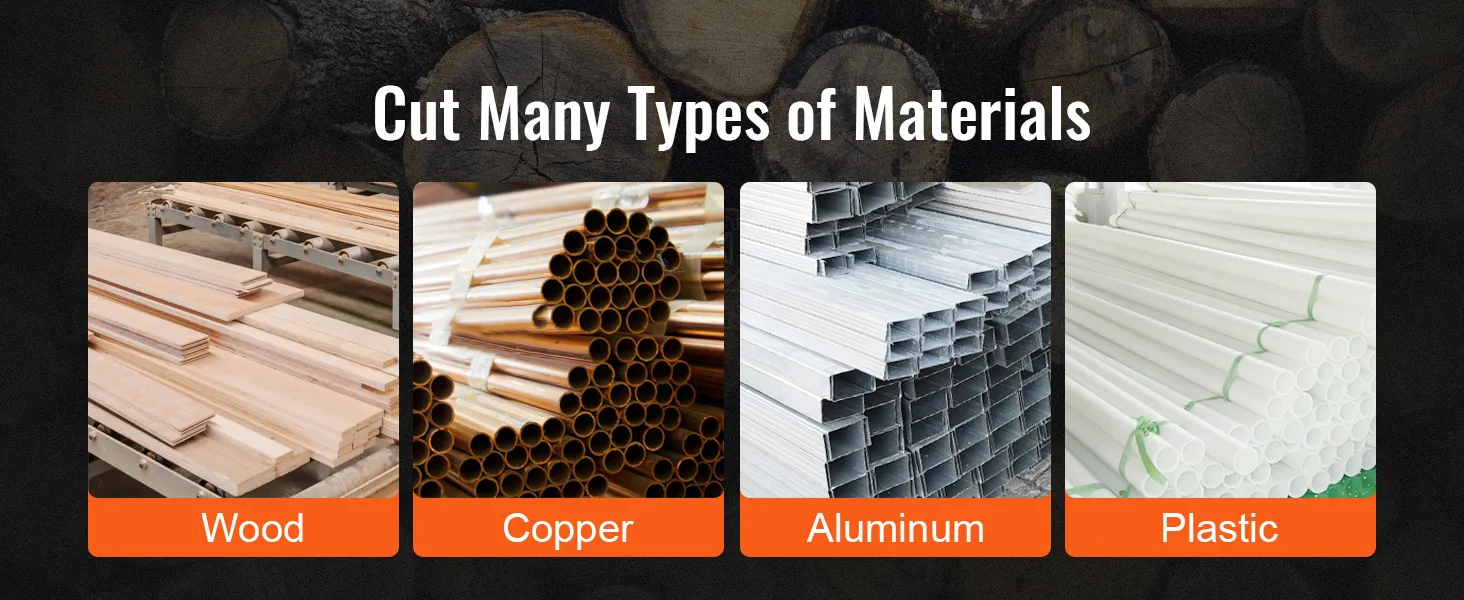 Corte diversos materiales como madera, cobre, aluminio y plástico con la sierra de cinta VEVOR.