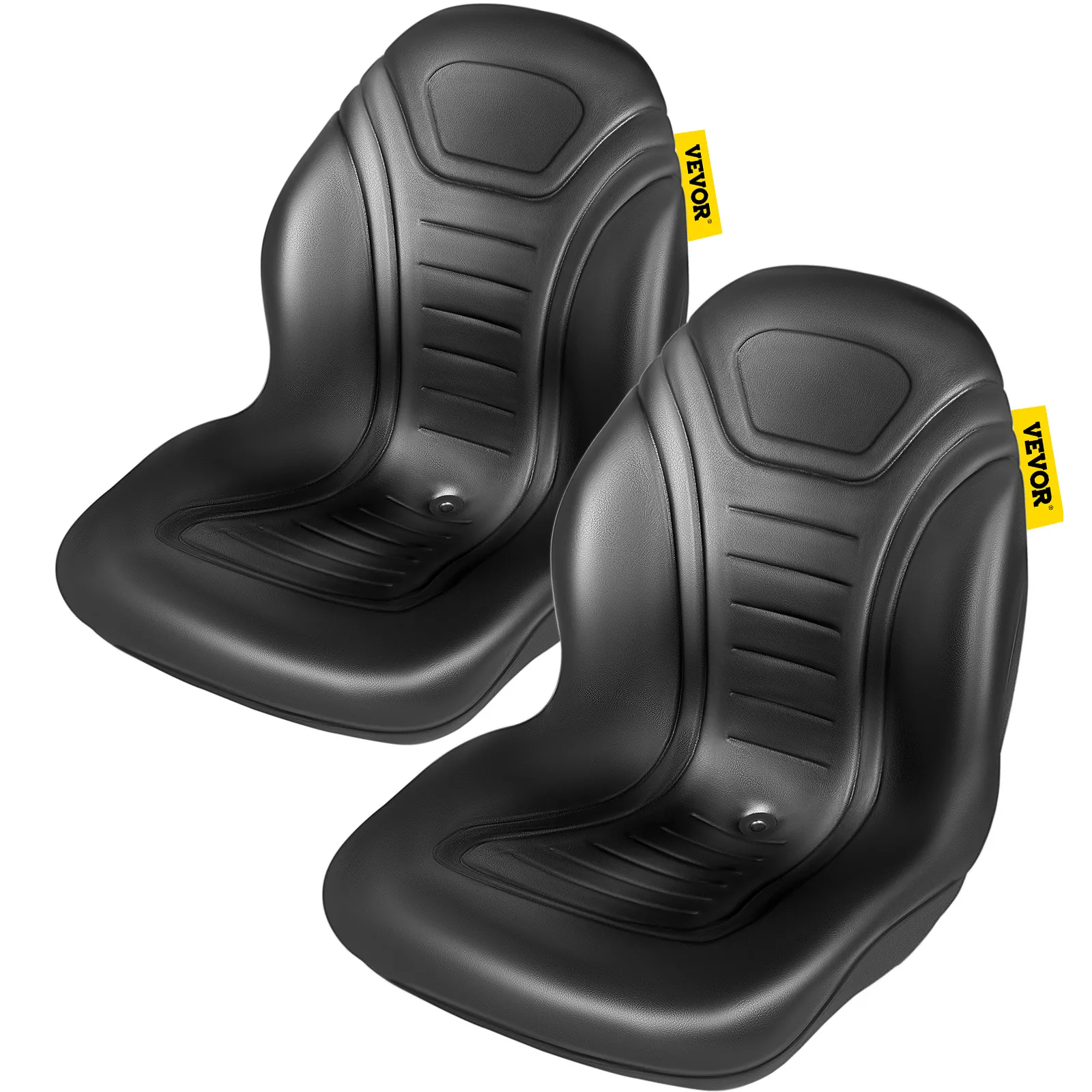 two black VEVOR universal tractor seats with ergonomic cushioning for enhanced comfort.