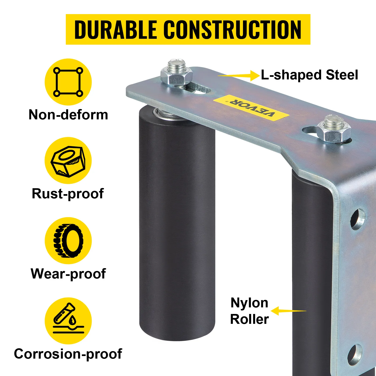VEVOR sliding gate roller guide, durable l-shaped steel with nylon roller and rust-proof.