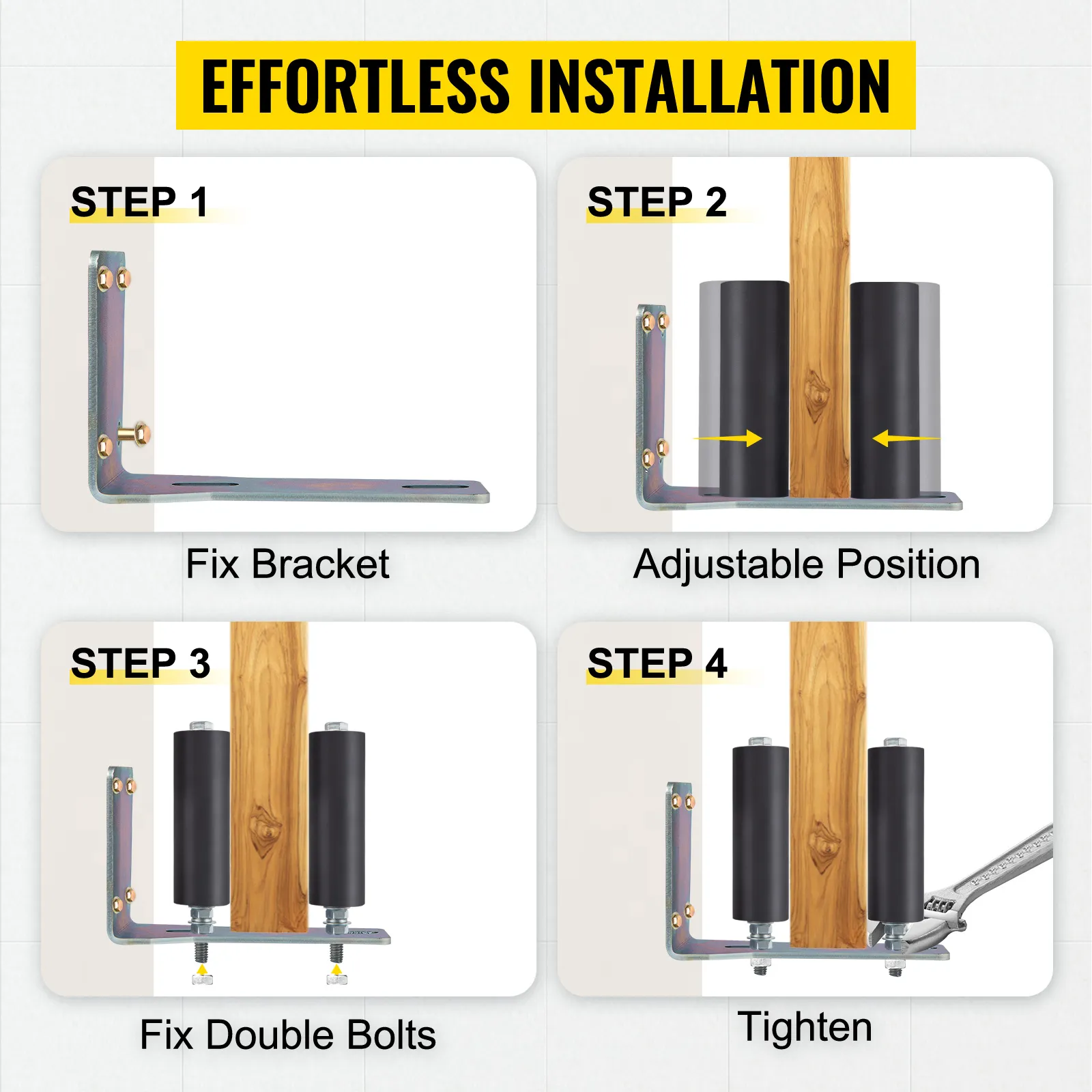 effortless installation of VEVOR sliding gate roller guide in 4 steps.