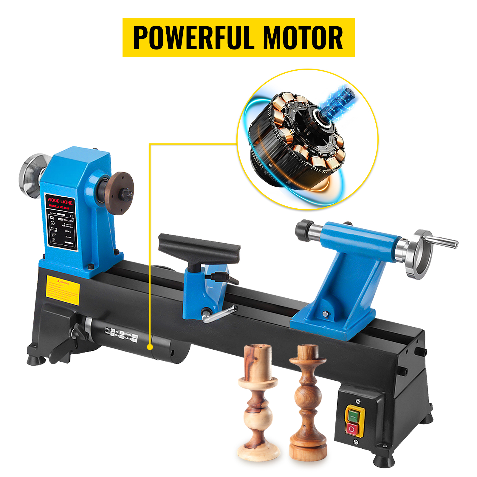 VEVOR Wood Lathe 10 x 18 Inch,Bench Top Heavy Duty Wood Lathe 5