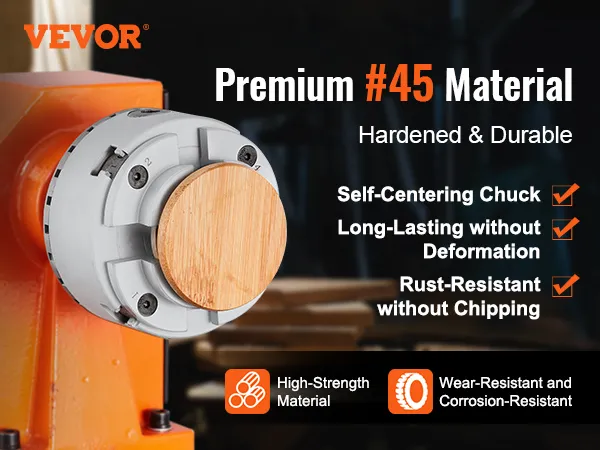 Mandril de torno VEVOR con material premium n.° 45, autocentrante, resistente a la oxidación y características de larga duración.