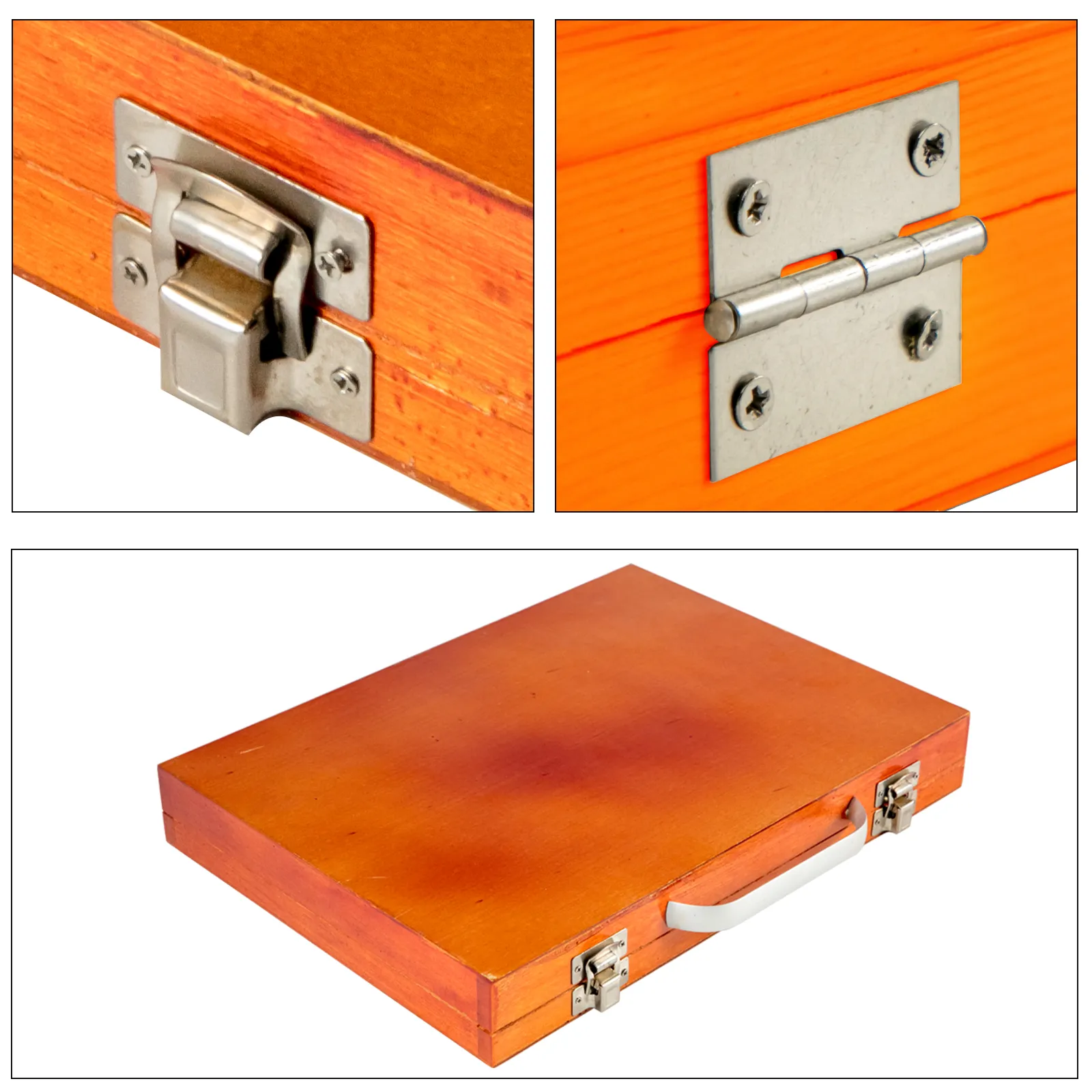 wooden case with latch and hinge for VEVOR woodworking lathe chisel set.