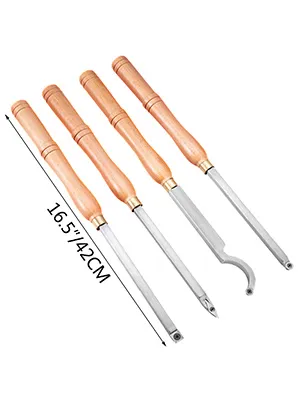Herramientas de torneado de madera VEVOR, mangos de madera de 16,5"/42 cm, cuatro piezas.