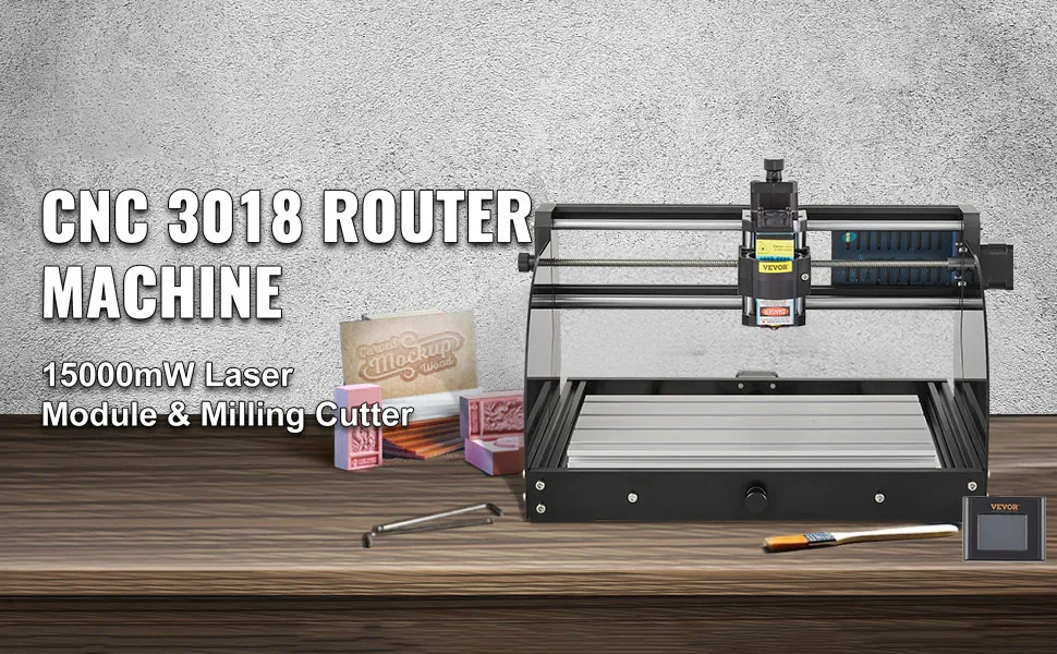 Router CNC 3018 con laser da 15000 mW, fresa e incisore laser CNC VEVOR.