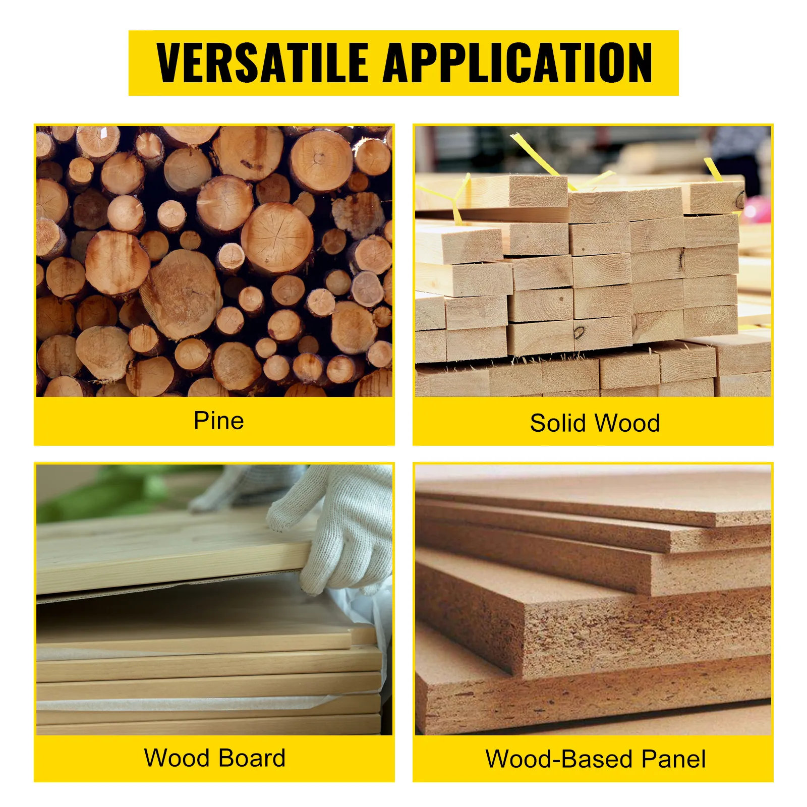 Aplicación versátil: pino, madera maciza, tablero de madera, panel a base de madera para la cepilladora de sobremesa para carpintería VEVOR