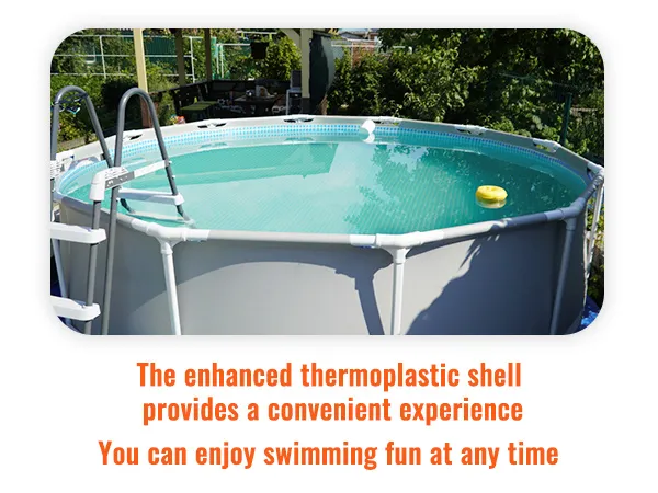 Piscina elevada redonda con escalera, bomba de filtro de arena VEVOR, texto resaltado, carcasa termoplástica mejorada