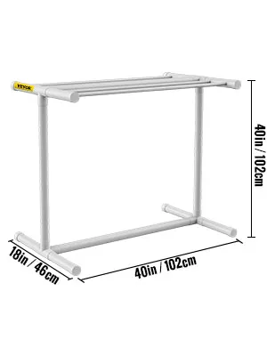 white VEVOR pool towel rack with dimensions 40in/102cm height, 40in/102cm width, 18in/46cm depth