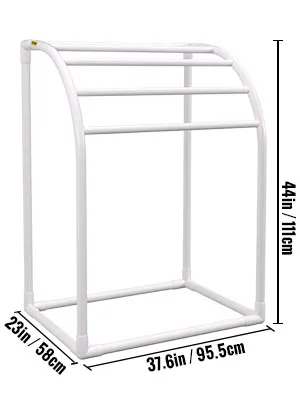 white VEVOR pool towel rack with dimensions 44in x 37.6in x 23in for convenient towel storage.