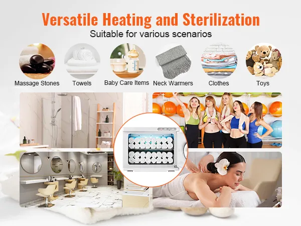 Vielseitiges Erwärmen und Sterilisieren von Massagesteinen, Handtüchern, Babypflegeartikeln und mehr mit dem VEVOR Handtuchwärmer