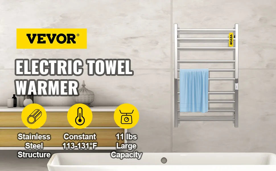 Toallero calefaccionado VEVOR, de acero inoxidable con temperatura constante de 113-131 °F, capacidad de 11 lbs.