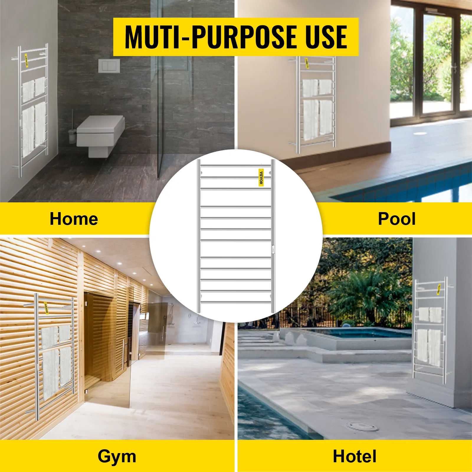 Toallero calefaccionado VEVOR para uso doméstico, piscina, gimnasio y hotel.