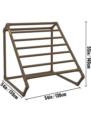 Toallero de piscina VEVOR con múltiples barras, marco marrón, dimensiones etiquetadas 54 pulgadas/138 cm, 55 pulgadas/140 cm.