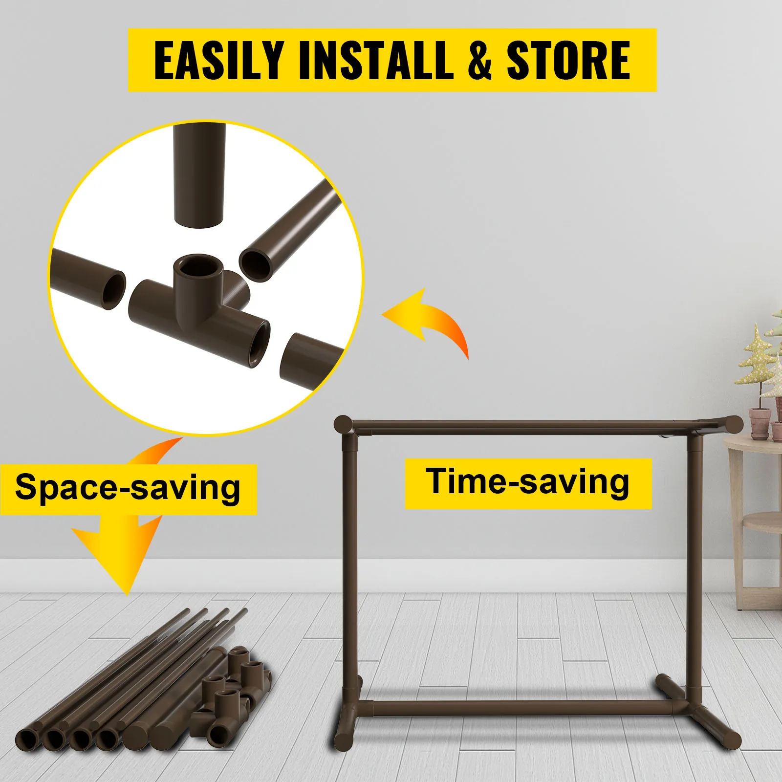 Toallero de piscina VEVOR con diseño de fácil instalación y almacenamiento, componentes que ahorran espacio y configuración que ahorra tiempo.